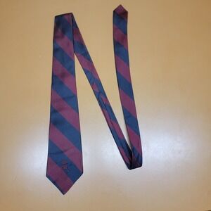 Countess Mara The Squire Collection Burgundy Navy Striped Silk Tie